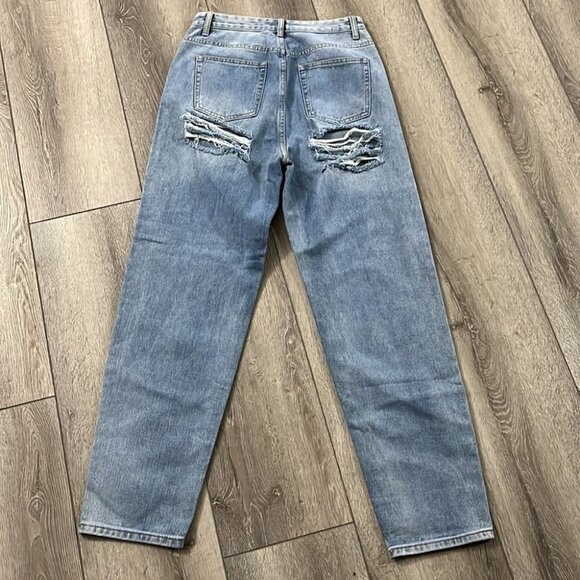 MOMOKROMLIGHT Wash Extreme  Butt Rip Mom Jeans size 10 - Picture 5 of 5